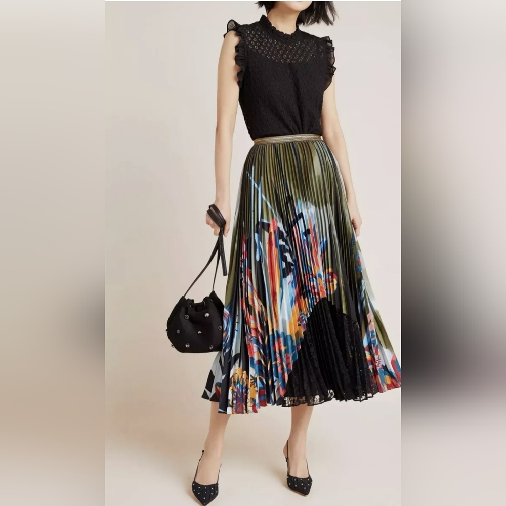 Summer Geisha Designs Lisabetta Pleated Full Midi W/ Elastic Waist